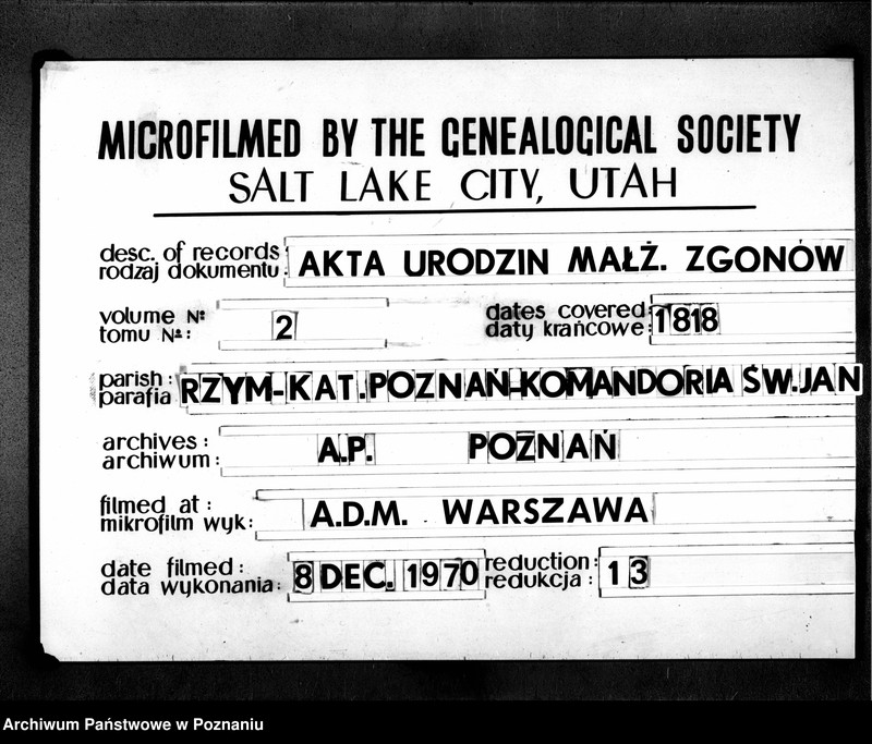 Obraz 1 z jednostki "Duplikat libri baptisatorum, copulatorum, mortuorum"