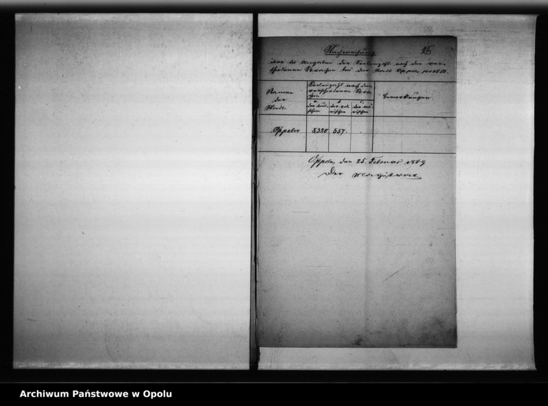 Obraz 20 z jednostki "Acta des Magistrats zu Oppeln betreffend Aufnahme und Einsendung der städtischen Tabellen von der Stadt Oppeln"
