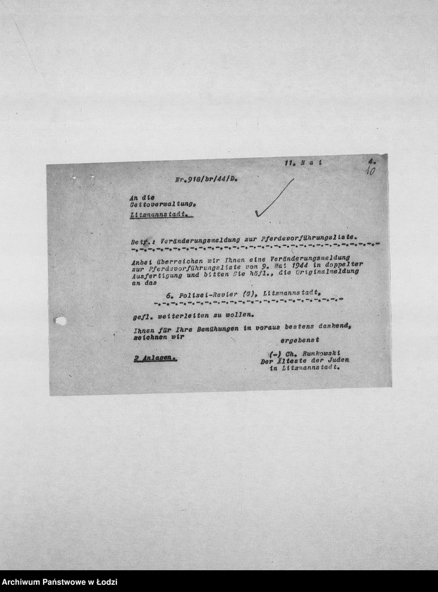 Obraz 13 z jednostki "Veränderungs-Meldungen [Korespondencja PSŻ z GV w sprawie pogłowia końskiego]"