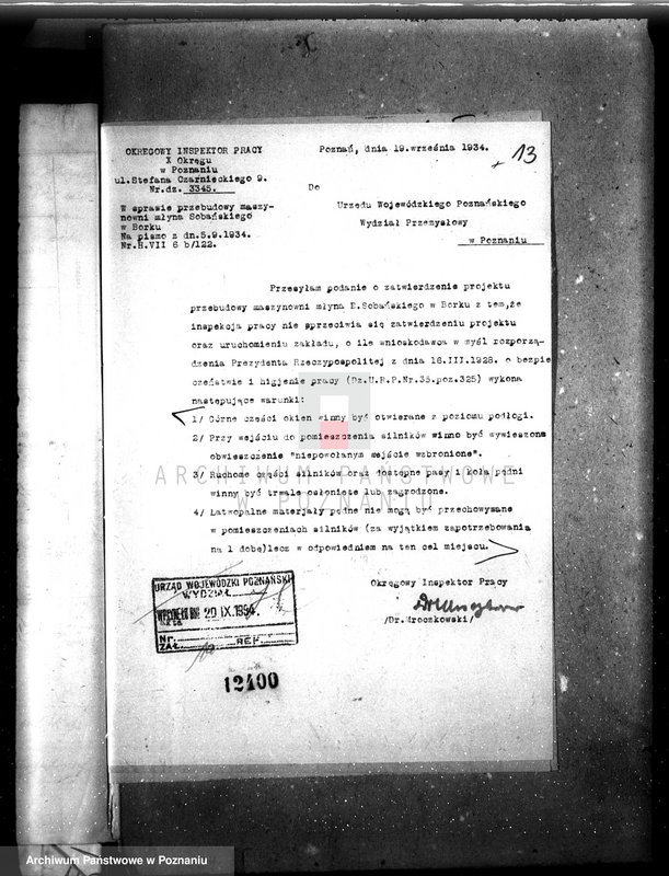 image.from.unit.number "Zatwierdzenie zakładu przemysłowego /młyna/ w Borku, pow. krotoszyński własność E. Sobańskiego"