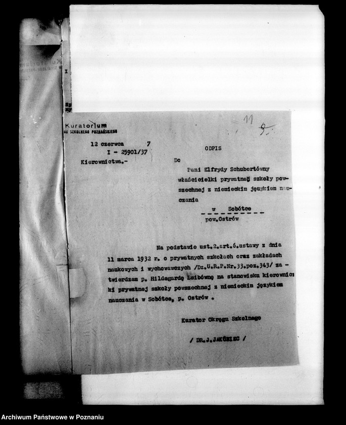 Obraz 15 z jednostki "Prywatna Szkoła Powszechna z niemieckim językiem nauczania Sobótka powiat Ostrów"