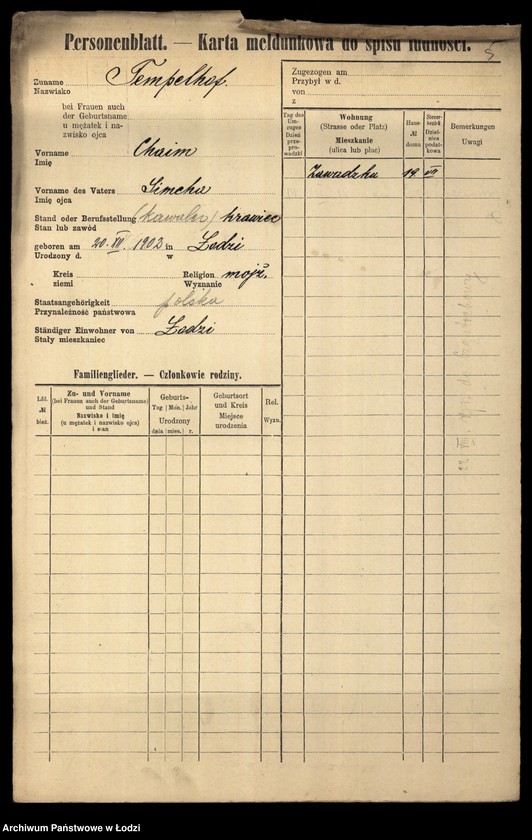 Obraz 7 z jednostki "[Spis ludności Łodzi] Tempelhof - Tenenbaum"