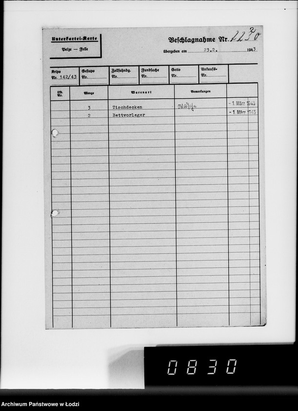 image.from.unit.number "Allgemeine Rechnungen. Durchschläge nr 5. [Kartoteka i zestawienia skonfiskowanych przedmiotów]"