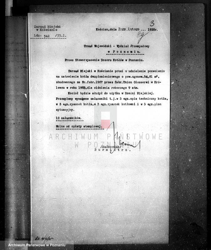 Obraz 7 z jednostki "Zarząd Miejski w Kościanie Rzeźnia Miejska nr woj. kotła 215"