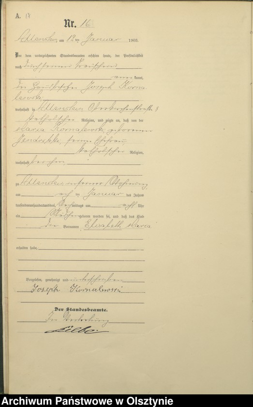 image.from.unit.number "Geburts-Haupt-Register Tom I,Nr - 399"