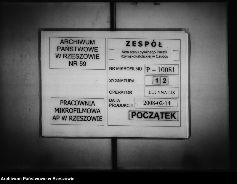 image.from.unit.number "Księga metrykalna - urodzenia, małżeństwa, zgony - parafia Czudec: Czudec, Przedmieście, Babica, Nowa Wieś, Wyżne, Piekarówka, Zaborów"