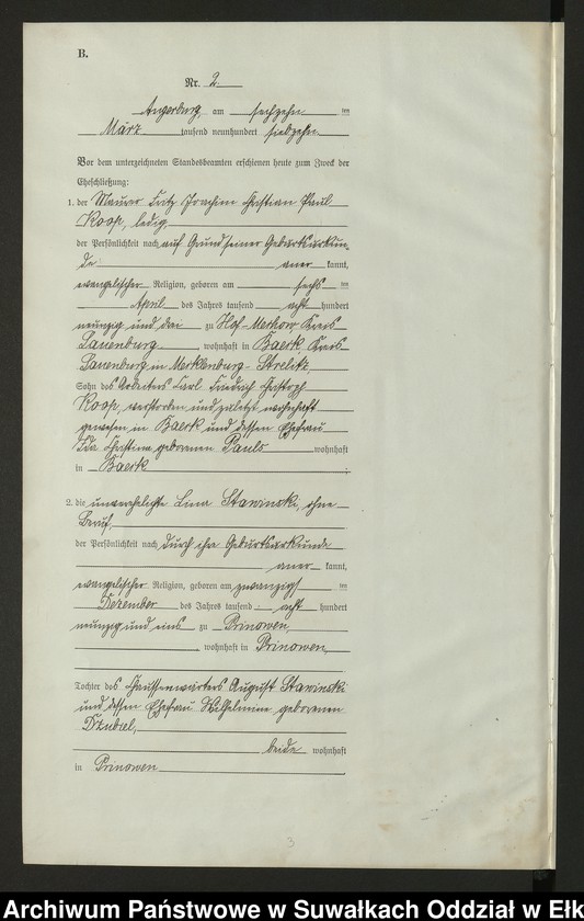 image.from.unit.number "[Heirats = Register (Neben = Register) Standesamt Angerburg einschl. der Bezirke Prinowen, Gr. Strengeln und Kehlen Kreis Angerburg]"