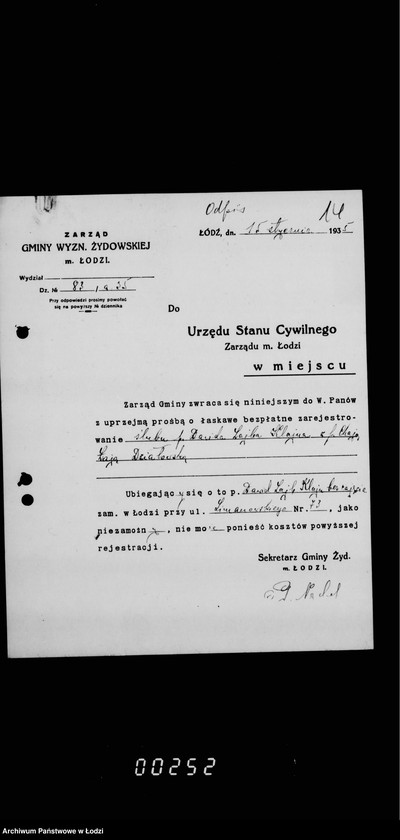 Obraz 18 z jednostki "Akta dotyczące spraw Urzędu Stanu Cywilnego"