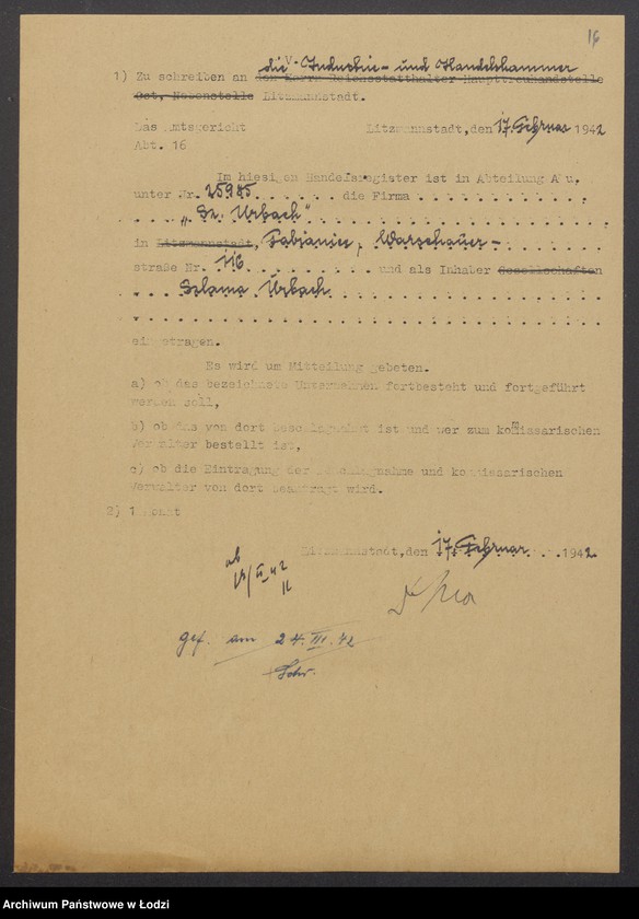 Obraz 18 z jednostki "Szlama Urbach – mechaniczna tkalnia zarobkowa w Pabianicach"