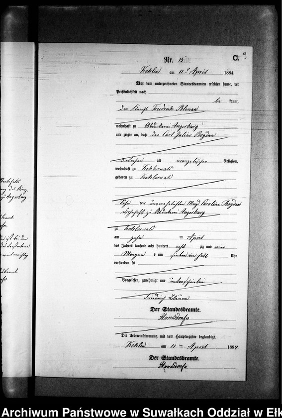 image.from.unit.number "Sterbe-Neben-Register des Preussischen Standes-Amtes Kehlen Kreis Angerburg"