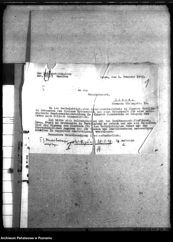 Obraz 5 z jednostki "Gendarmerie - Schule in Kobylin mit Gendarmerie - Abteilung mot. in Jarotschin überholt"