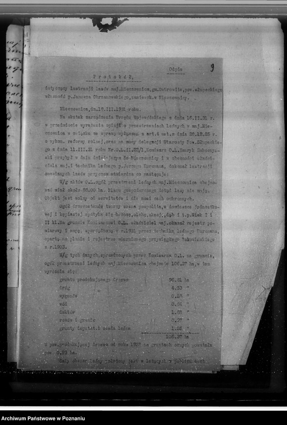 Obraz 13 z jednostki "Majątek Mieczownica powiat koniński wyłączenie obszarów leśnych w związku z wykonaniem reformy rolnej"