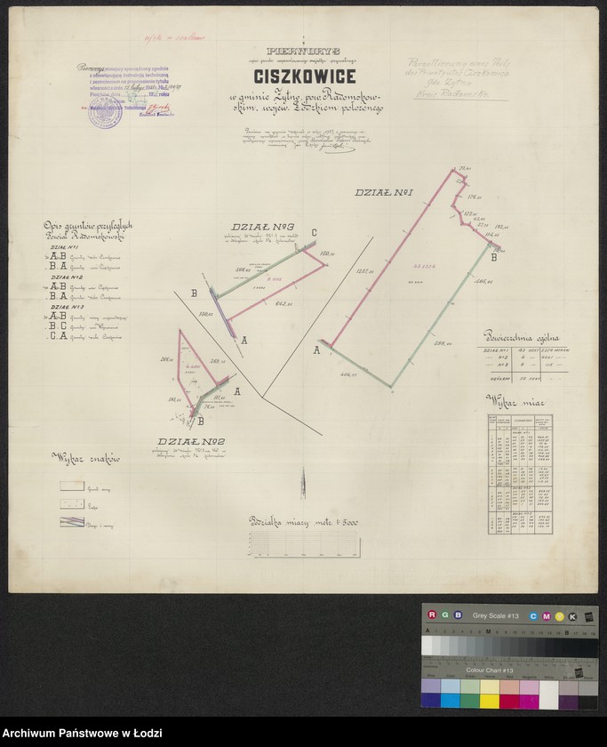 Obraz 1 z jednostki "Plan części gruntów rozparcelowanego majątku prywatnego Ciszkowice w gminie Żytno, powiecie Radomskowskim województwie Łódzkiem położonego"