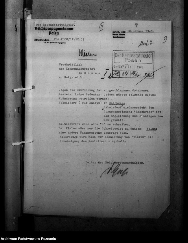 Obraz 13 z jednostki "Ortsnamenänderung - Kreis Welungen (Wieluń)"