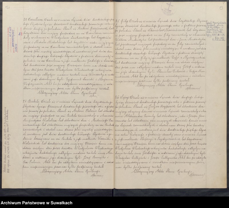 Obraz 9 z jednostki "[Księga akt urodzeń, małżeństw i zgonów parafii rzymskokatolickiej w Sejnach z 1921 roku]"