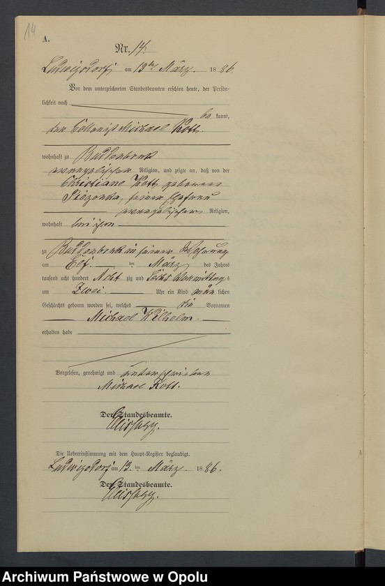 image.from.unit.number "Geburts-Neben-Register Standesamts Ludwigsdorf pro 1886"
