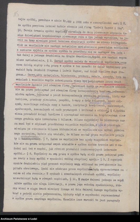 Obraz 17 z jednostki "Ludwik Wagner- właściciele Berta Wagner i Bracia Stegeman- prowadzenie farbiarni i wykończalni"