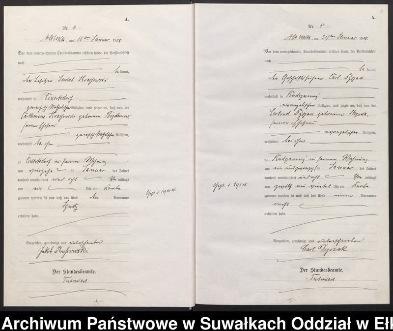 image.from.unit.number "[Geburts-Haupt-Register des Königlichen Preussischen Standes-Amtes Ukta Kreis Sensburg]"