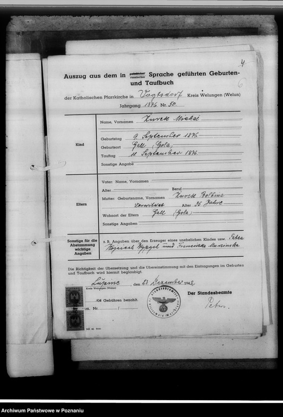 Obraz 10 z jednostki "[Uwierzytelnione odpisy z ksiąg kościelnych i urzędów stanu cywilnego]"