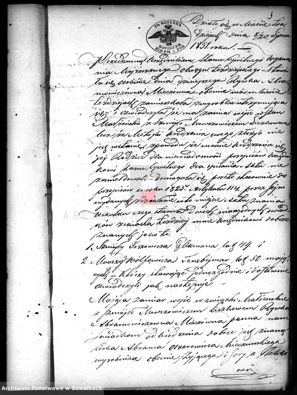 image.from.unit.number "Dowody Zawartych Małżeństw Starozakonnych w Okręgu Łoździeje w roku 1852"