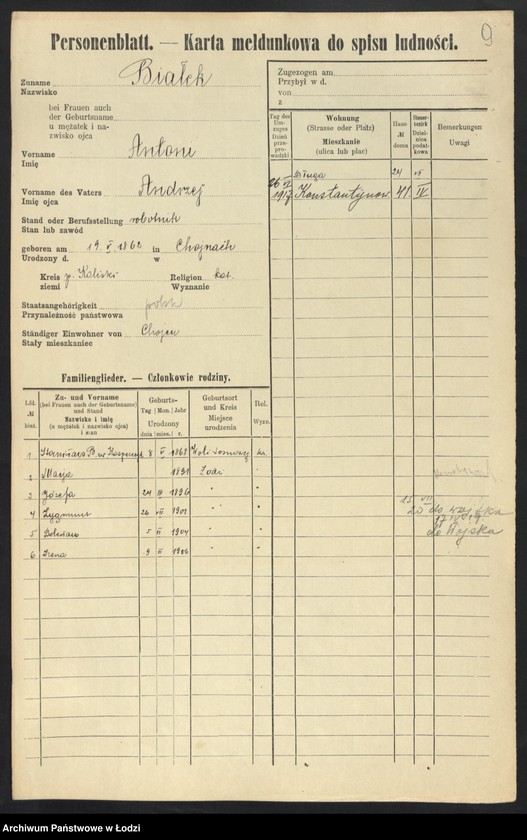 Obraz 11 z jednostki "[Spis ludności Łodzi] Białek - Bibelszön"