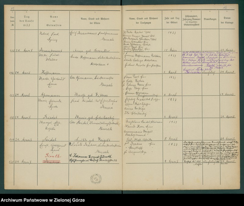 image.from.unit.number "Taufregister der evangelischen Kirche zu Neusalz a[n] O[der] Diöcese Freystadt N[ie]d[e]r Schl[iesen]"