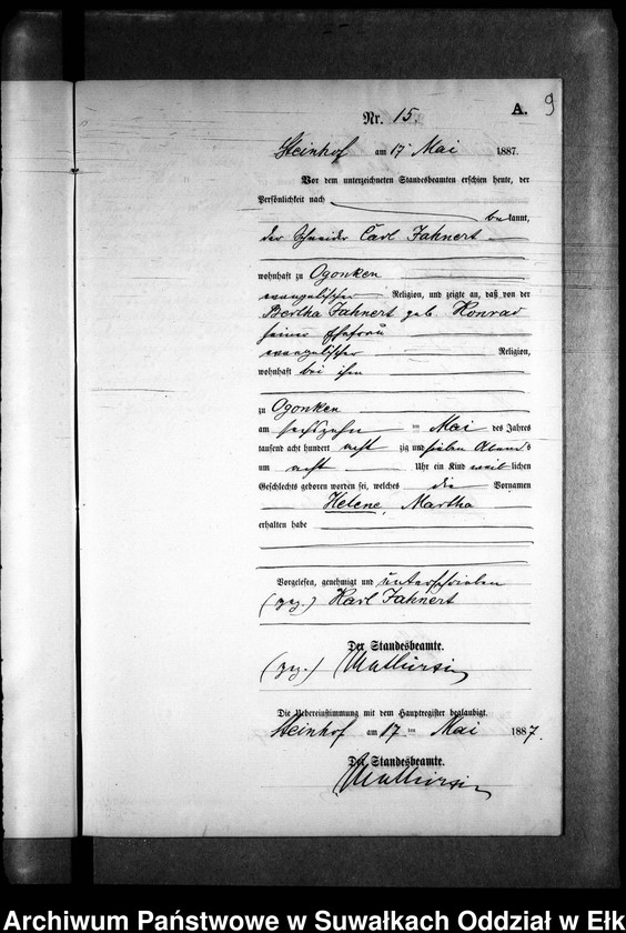 image.from.unit.number "Geburts-Neben-Register des Preussischen Standes-Amtes Gr. Strengeln Kreis Angerburg"