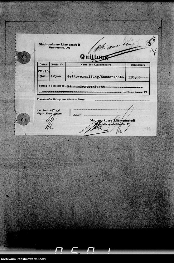 Obraz 11 z jednostki "Belege 803-909. Sonderkonto 12300."