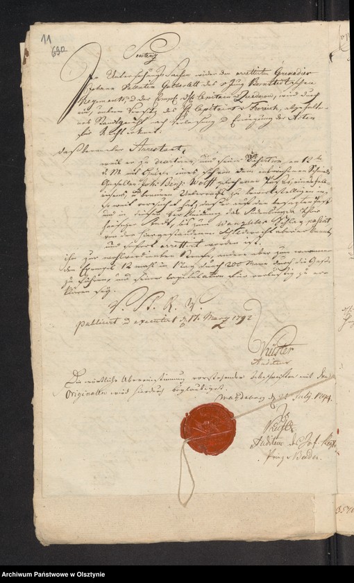 image.from.unit.number "In S. [Sachen] des Schmiede Geselle Johann Benjamin Woelff wegen seiner Abwesenheit"