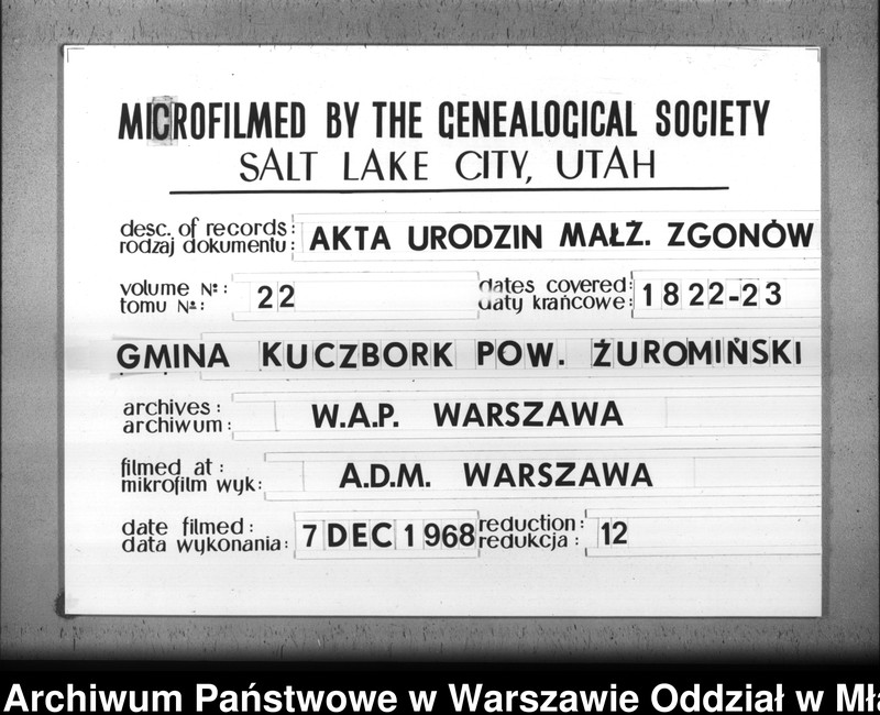 Obraz 1 z jednostki "Akta urodzin, małżeństw i zgonów"