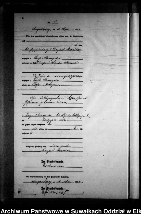 image.from.unit.number "Sterbe-Neben-Register des Preussischen Standes-Amtes Gross Strengeln Kreis Angerburg"