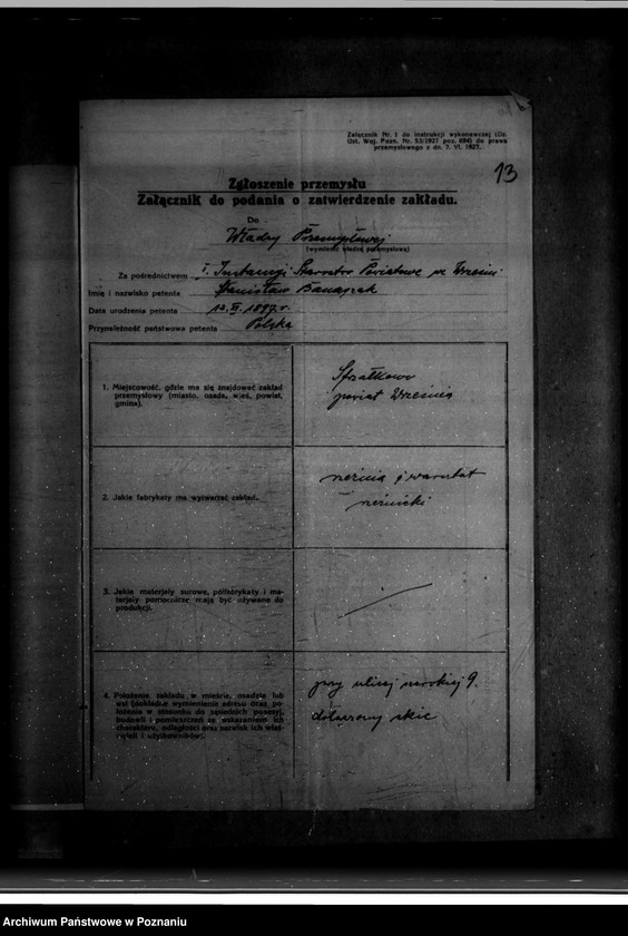 Obraz 17 z jednostki "Zatwierdzenie zakładu przemysłowego /rzeźni i wyrobów mięsnych/ St. Banaszaka w Strzałkowie powiat wrzesiński"