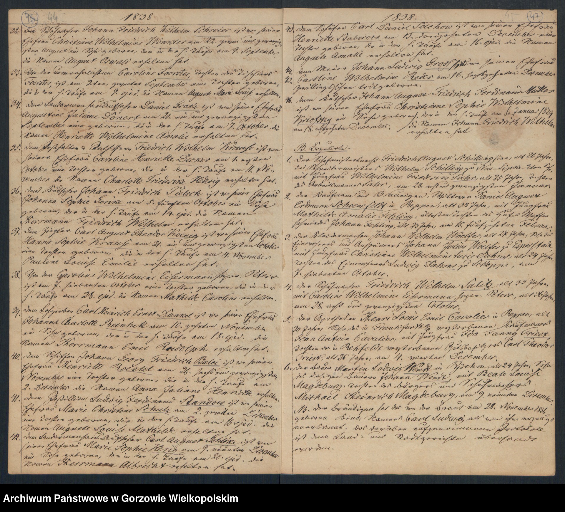 Skan z jednostki: Geborne und Copulirte in der Gemeine in Concordien Kirche zu Landsberg an der Warthe