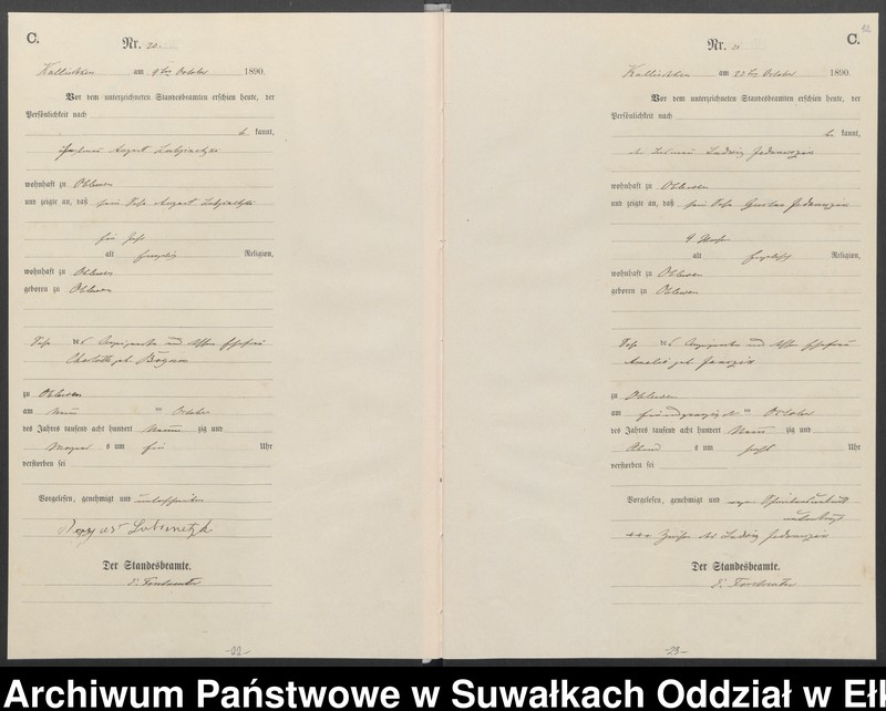 image.from.unit.number "Sterbe-Haupt-Register des Königlichen Preussischen Standes-Amtes Kallischken Kreis Johannisburg"