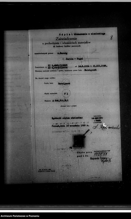 Obraz 12 z jednostki "Majątek Paruszewo powiat wrzesiński własność Dr Błociszewskiego nr woj. kotła 6363"