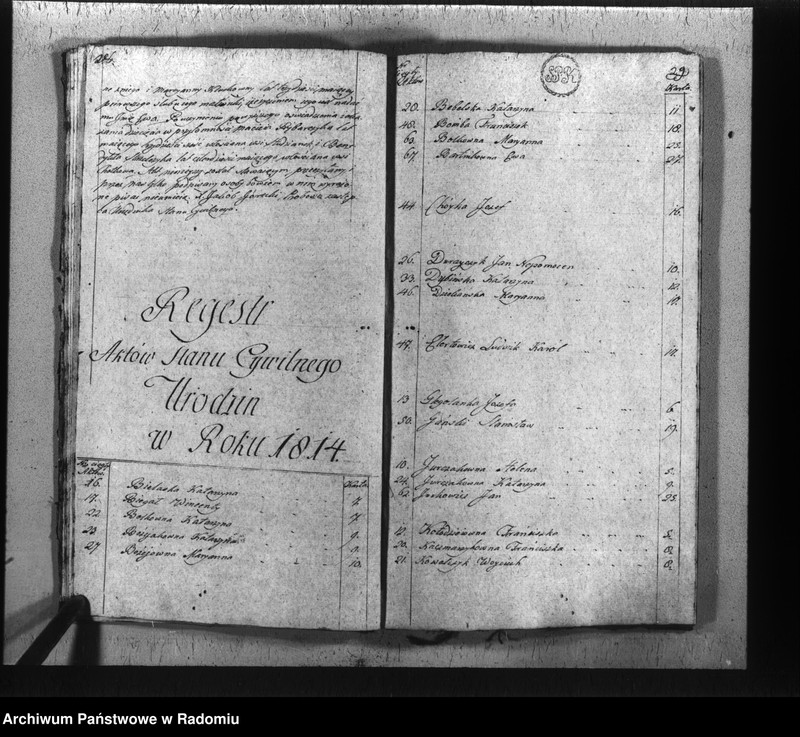 image.from.unit.number "Księga urzędnika stanu cywilnego parafii Głowaczew do zapisywania akt 1814 roku"