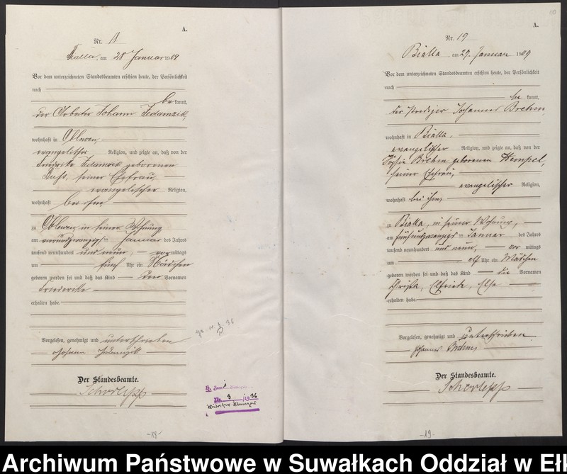 image.from.unit.number "[Geburts-Haupt-Register des Königlichen Preussischen Standes-Amtes Bialla Kreis Johannisburg]"