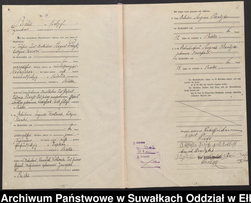 image.from.unit.number "Heiraths-Haupt-Register des Königlichen Preussischen Standes-Amtes Bialla Kreis Johannisburg"