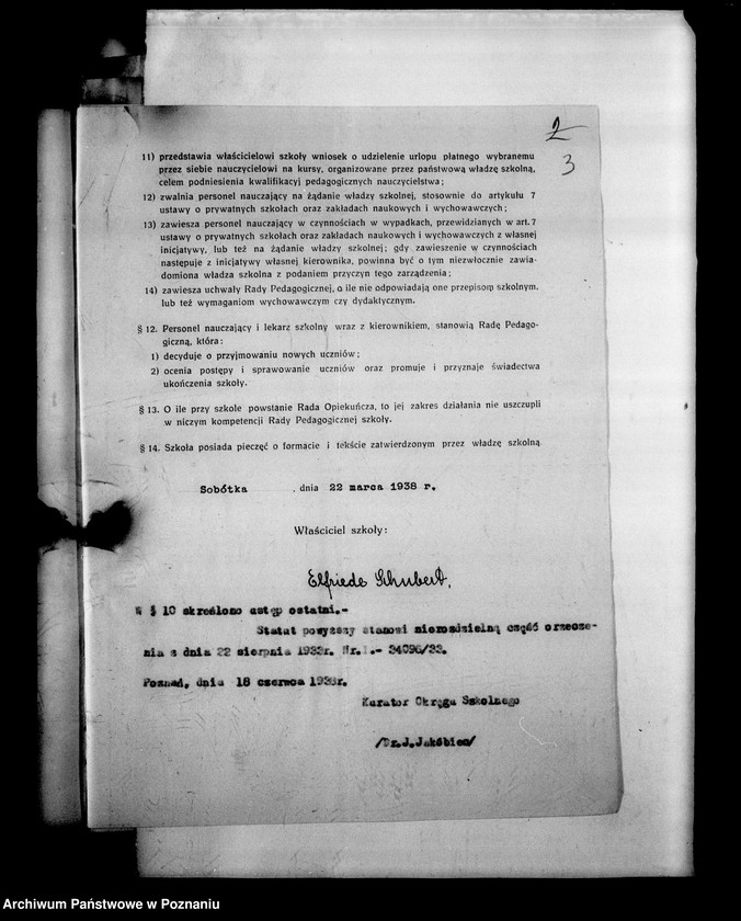 Obraz 7 z jednostki "Prywatna Szkoła Powszechna z niemieckim językiem nauczania Sobótka powiat Ostrów"