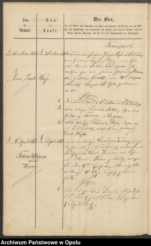 image.from.unit.number "Tauf-Buch der Filial-Kirche zu Endersdorf [kościół filialny w Jędrzejowie parafii rzymskokatolickiej w Grodkowie]"