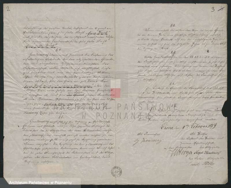 Obraz 3 z jednostki "[Kontrakt zawarty między Janem Koniecznym jako właścicielem oberży i władzami stowarzyszenia czeladników murarskich i ciesielskich w Lesznie o wydzierżawienie pomieszczeń oberży]"