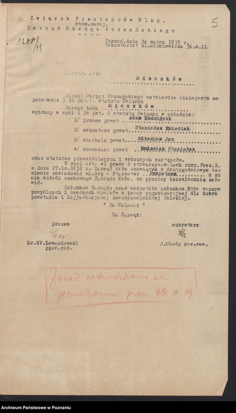 Obraz 9 z jednostki "Mieszkowo, powiat Jarocin - akta koła."