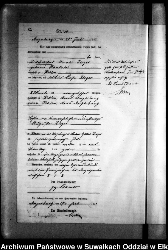 image.from.unit.number "Sterbe-Neben-Register des Preussischen Standes-Amtes Kehlen Kreis Angerburg"