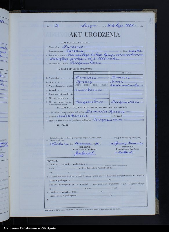 Obraz 15 z jednostki "Ksiega urodzeń Nr 1 - 90 /przepisana w języku polskim z oryginału niemieckiego w dniach 2.06.-16.06.1961/"