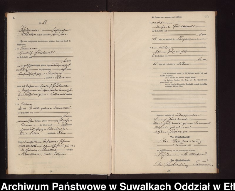 image.from.unit.number "Heirtahs-Neben-Register des Preussischen Standes-Amtes Rydzewen Kreis Lötzen"