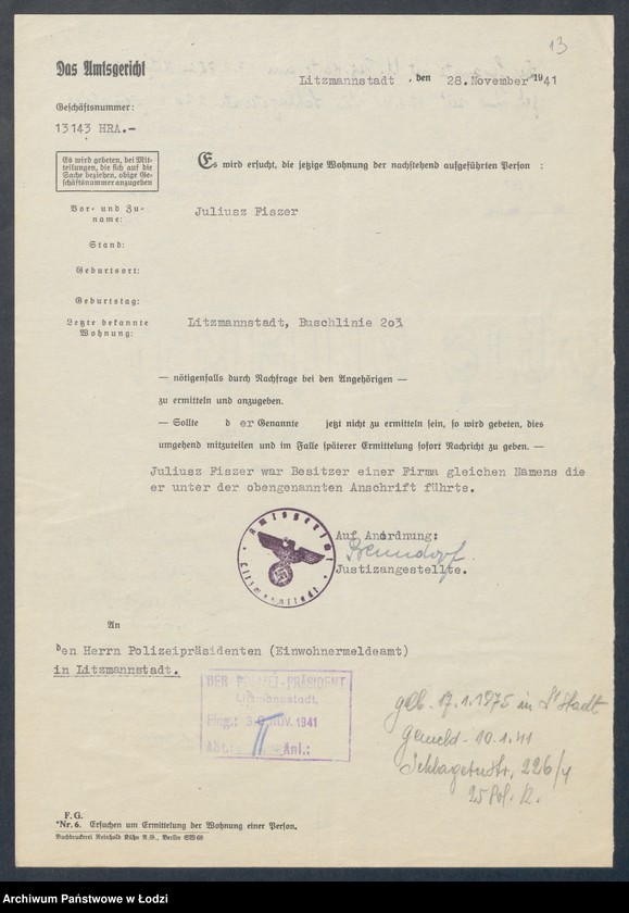 Obraz 15 z jednostki "Juliusz Fiszer – sklep kolonialno-spożywczy i wyrób tytoniowy"