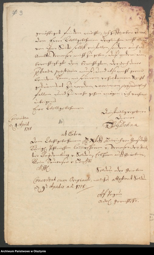 image.from.unit.number "In S. [Sachen] Gottfried von Schönaich Obristliet. [Obristlieutenant] Christoph Henrich von Gersdorff, Verweser zu Neidenburg [Nidzica], wegen Bier, und Brandtwein Schanks in Klein Lentzko [Mały Łęck]"