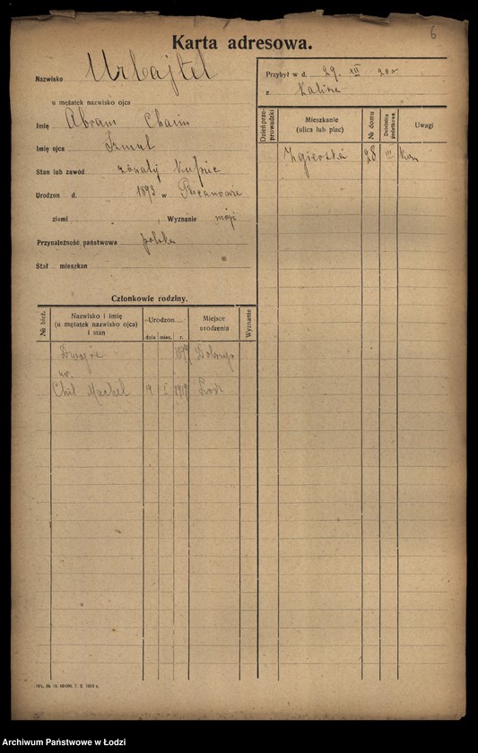 Obraz 8 z jednostki "[Spis ludności Łodzi] Urbach - Urbanowski"