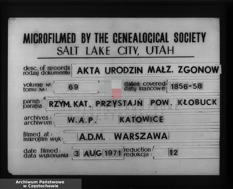 image.from.unit.number "Księga duplikat [akt] urodzonych, zaślubionych i zmarłych Parafii Przystajń w okręgu częstochowskim, dekanacie krzepickim z roku 1857"