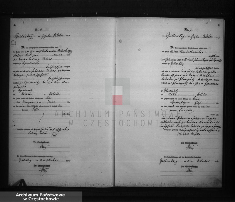 image.from.unit.number "Geburts - Neben Register der Standesamt Guttentag für der Jahre 1874."
